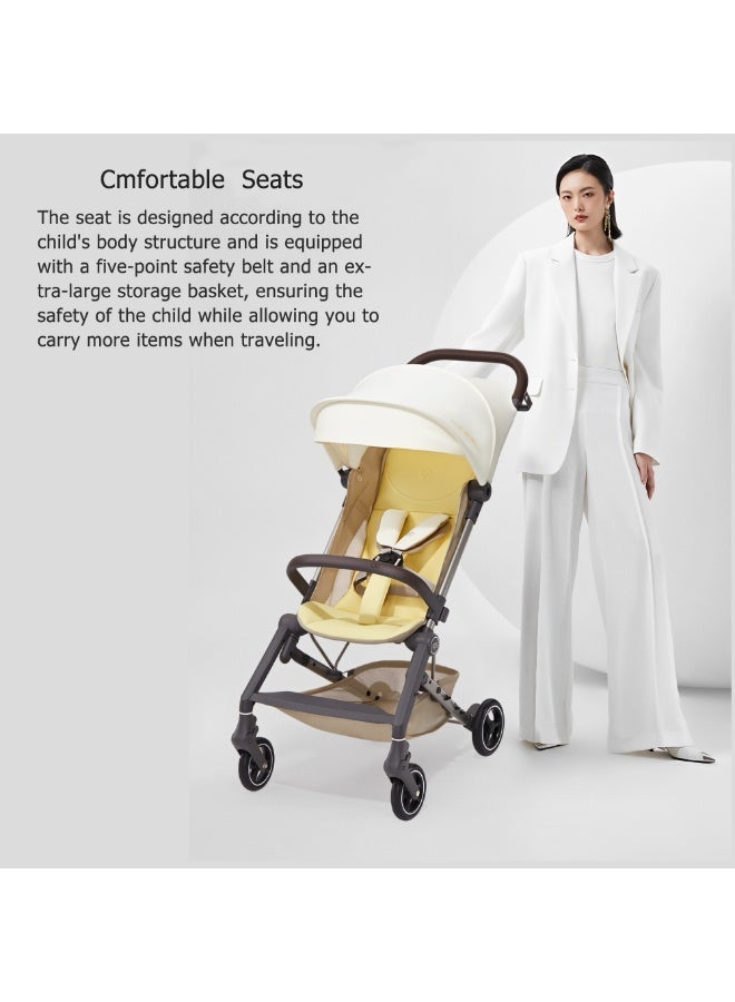 جي بي عربة أطفال خفيفة الوزن للسفر من جود بيبي فلام بلس، صغيرة الحجم ومناسبة للسفر بالطائرة، قابلة للطي بيد واحدة، لون أصفر - Image 3